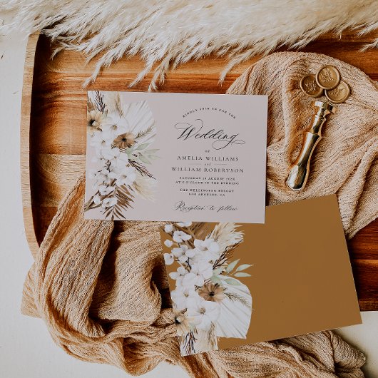 パムパスグラス野生の花テラコッタ結婚ー