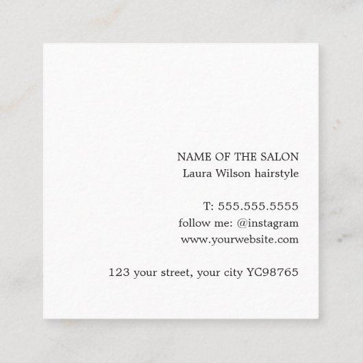 パモダンスエレガントテルはさみはっきりした スクエア名刺 (裏面)