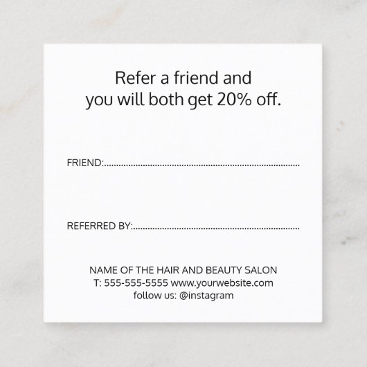 パモダンステルはっきりした文字赤いハートサロン 紹介カード (裏面)