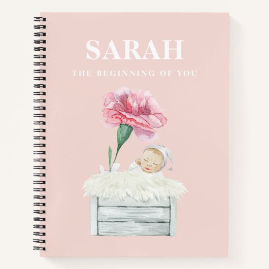 パモダンステルエレガントピンクのベビープレゼント ノートブック (正面)