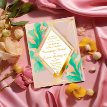 パモダンステルエレガントピンクアンドブルー結婚ズ