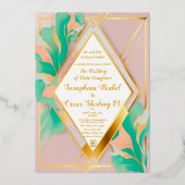 パモダンステルエレガントピンクアンドブルー結婚ズ 箔招待状 (正面)