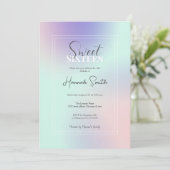パモダンステルエレガントピンクミントパープルグラデーション 招待状 (スタンド正面)