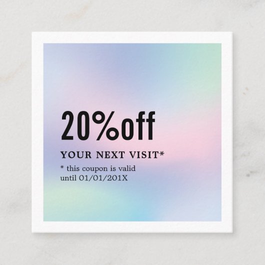 パモダンステルエレガントホワイト美しいクーポン 割引カード (正面)