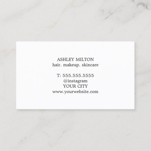 パモダンステルエレガントホワイト美しいヘアメイクアップ 名刺 (裏面)