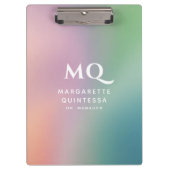 パモダンステルカラフルとホワイトモノグラムイニシャル クリップボード (正面)