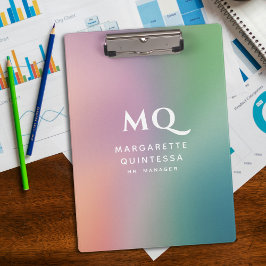 パモダンステルカラフルとホワイトモノグラムイニシャル クリップボード