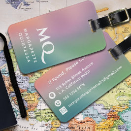 パモダンステルカラフルとホワイトモノグラムイニシャル ラゲッジタグ