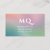 パモダンステルカラフルとホワイトモノグラムイニシャル 名刺 (正面)