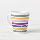 パモダンステルストライプのクリスチャンPSALM 46:10 カフェラテマグ (左アングル)