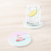 パモダンステルストライプの、ピンクフラミンゴ コースター (側面)