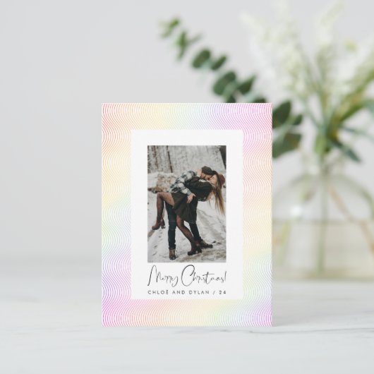 パモダンステルミニマルウェーブギロシェのカップル写真 シーズンポストカード (スタンド正面)