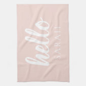 パモダンステルミニマルピンクハローとお名前 キッチンタオル (縦)
