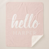 パモダンステルミニマルピンクハローとお名前 シェルパブランケット (正面)