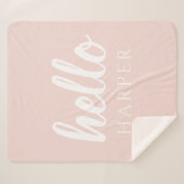 パモダンステルミニマルピンクハローとお名前 シェルパブランケット (正面(横))