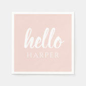 パモダンステルミニマルピンクハローとお名前 スタンダードカクテルナプキン (正面)