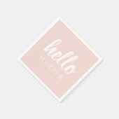 パモダンステルミニマルピンクハローとお名前 スタンダードカクテルナプキン (角)