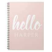 パモダンステルミニマルピンクハローとお名前 ノートブック (正面)