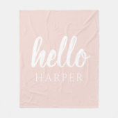 パモダンステルミニマルピンクハローとお名前 フリースブランケット (正面)
