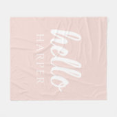 パモダンステルミニマルピンクハローとお名前 フリースブランケット (正面(横))