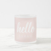 パモダンステルミニマルピンクハローとお名前 フロストグラスマグカップ (中央)