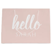 パモダンステルミニマルピンクハローとお名前 ラージペーパーバッグ (正面)