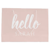 パモダンステルミニマルピンクハローとお名前 ラージペーパーバッグ (裏面)