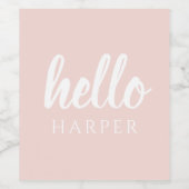 パモダンステルミニマルピンクハローとお名前 ワインラベル (シングルラベル)