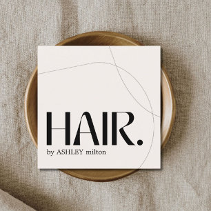 パモダンステル淡い色のベージュ抽象芸術ヘアサロン スクエア名刺
