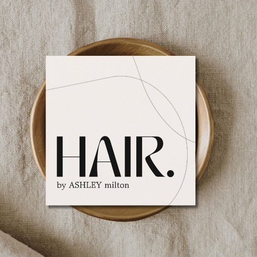 パモダンステル淡い色のベージュ抽象芸術ヘアサロン スクエア名刺