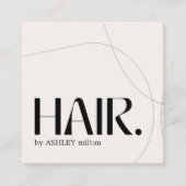 パモダンステル淡い色のベージュ抽象芸術ヘアサロン スクエア名刺 (正面)