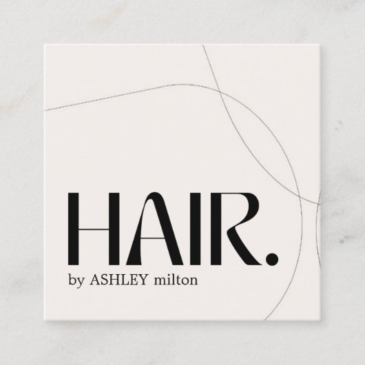 パモダンステル淡い色のベージュ抽象芸術ヘアサロン スクエア名刺 (正面)