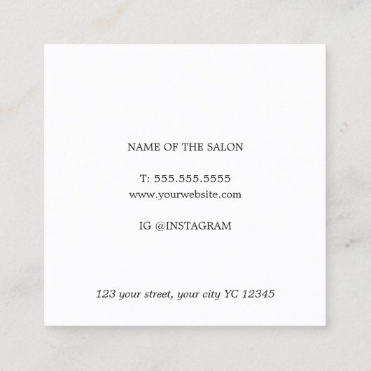 パモダンステル淡い色のベージュ抽象芸術ヘアサロン スクエア名刺 (裏面)