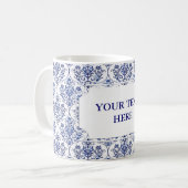 パライッシュダマスク模様 – 青 コーヒーマグカップ (正面左)