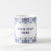 パライッシュダマスク模様 – 青 コーヒーマグカップ (中央)
