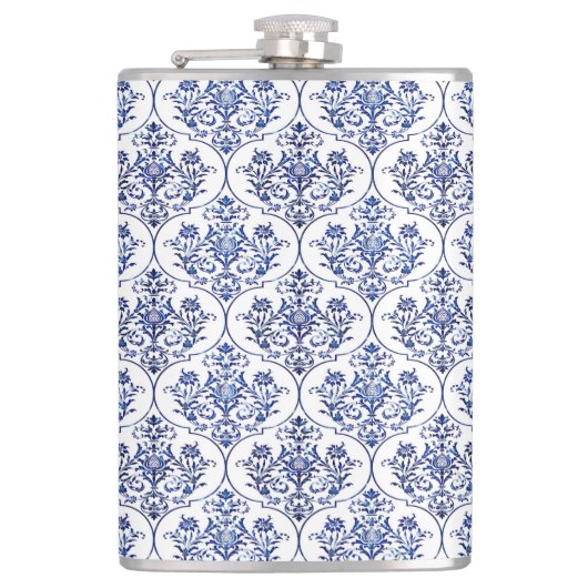 パライッシュダマスク模様 – 青 フラスク (正面)