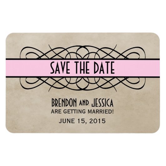 パライ縁どンSave the Date Magnets, Pink マグネット (横)