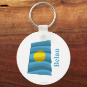 パラオなびく国旗とパラオ島の名前入り キーホルダー (正面)