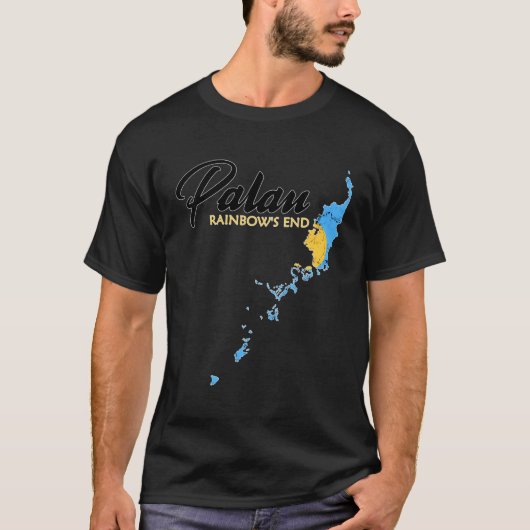 パラオのパラオ国旗の地図 Tシャツ (正面)