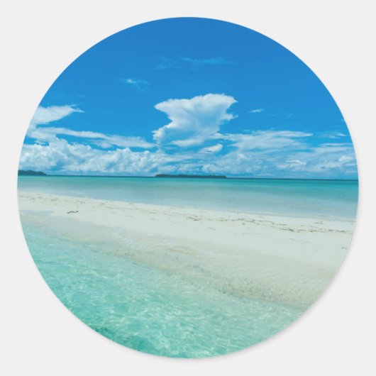 パラオの青い熱帯海の風景 ラウンドシール (正面)