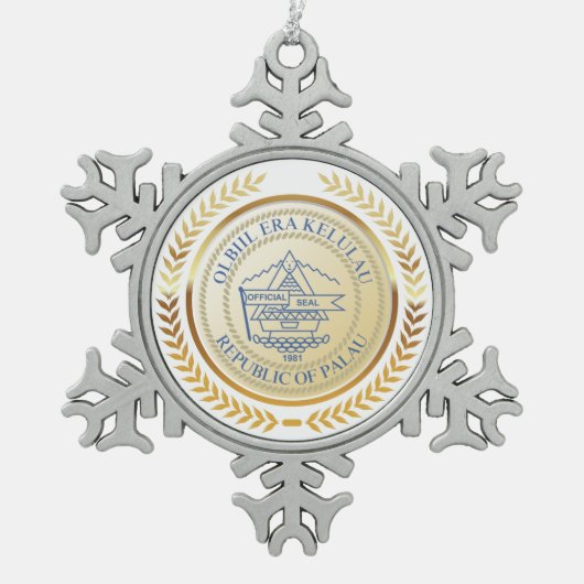 パラオ公式シール スノーフレークピューターオーナメント (正面)