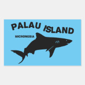パラオ島スクーバダイビングとサメ 長方形シール (正面)
