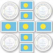 パラオ州の記号/腕とフラッグスティックのコート シール (正面)