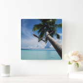 パラオ、ミクロネシア、パームツリー、パラオラグーン スクエア壁時計 (ホーム)