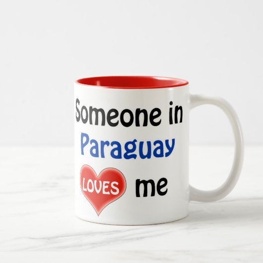 パラグアイにいる誰かが私を愛している ツートーンマグカップ (右)