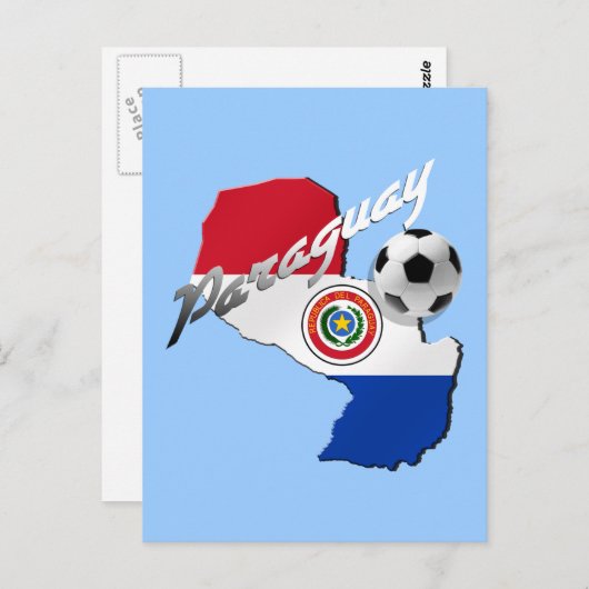パラグアイのギフトのパラグアイの旗のサッカーボールの地図 ポストカード (正面/裏面)