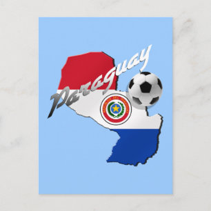 パラグアイのギフトのパラグアイの旗のサッカーボールの地図 ポストカード