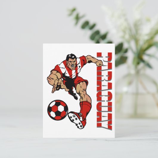 パラグアイのサッカーファンのサッカー選手の贈り物 ポストカード (スタンド正面)