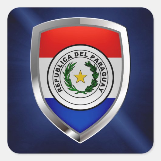 パラグアイのメタリックエンブレム スクエアシール (正面)
