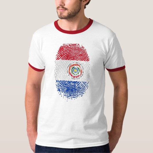 パラグアイの指紋の旗の100%年のParaguayanのギフト Tシャツ (正面)